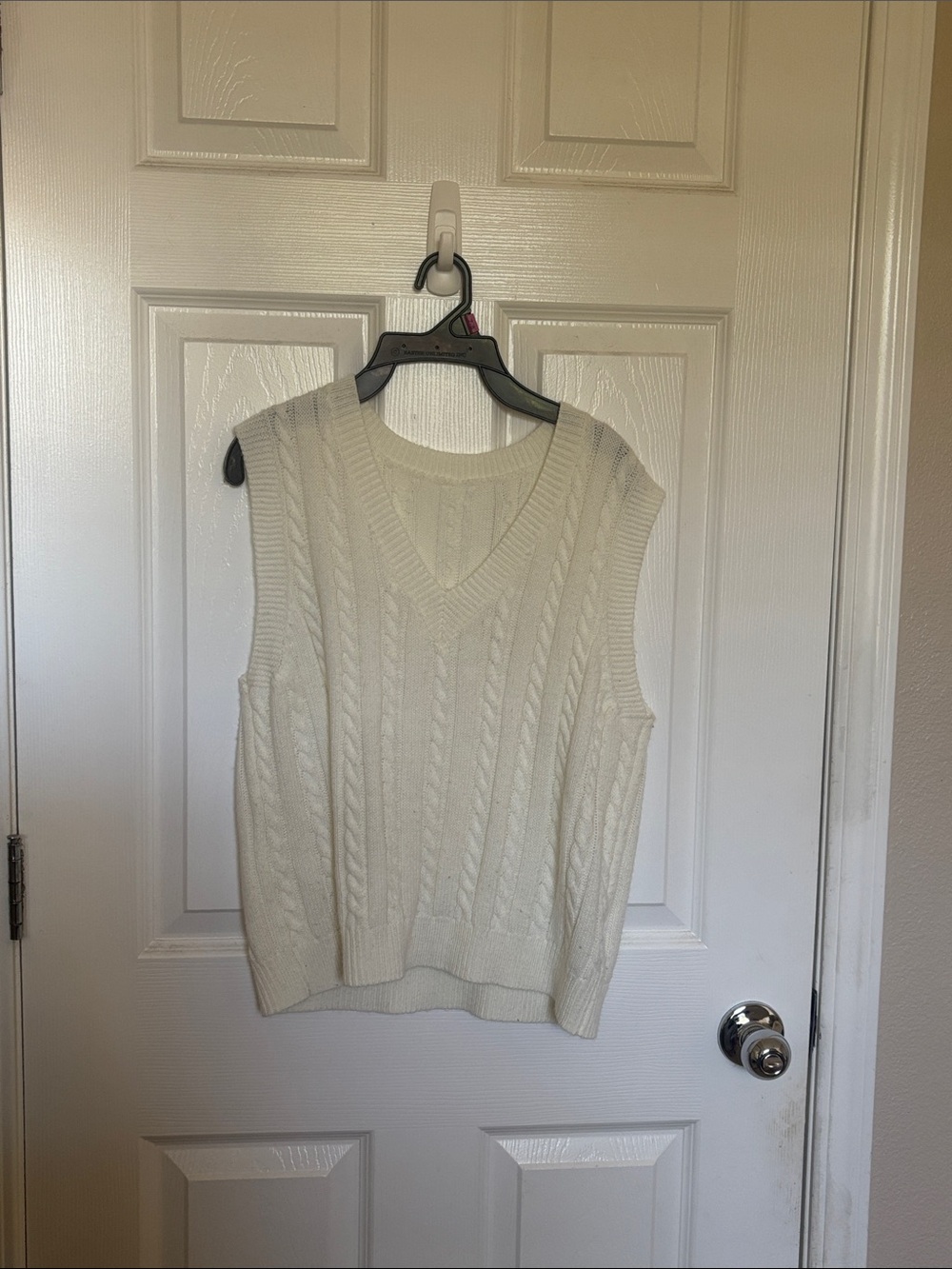 Cream Cable Knit V-Neck Sweater Vest